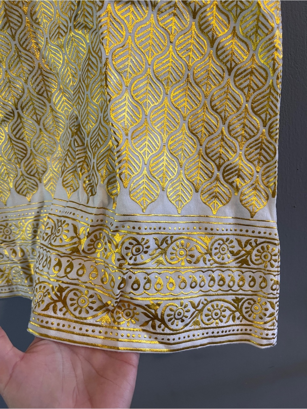 Tory Burch White & Gold Metallic leaf print tank Size S - Picture 2 of 7